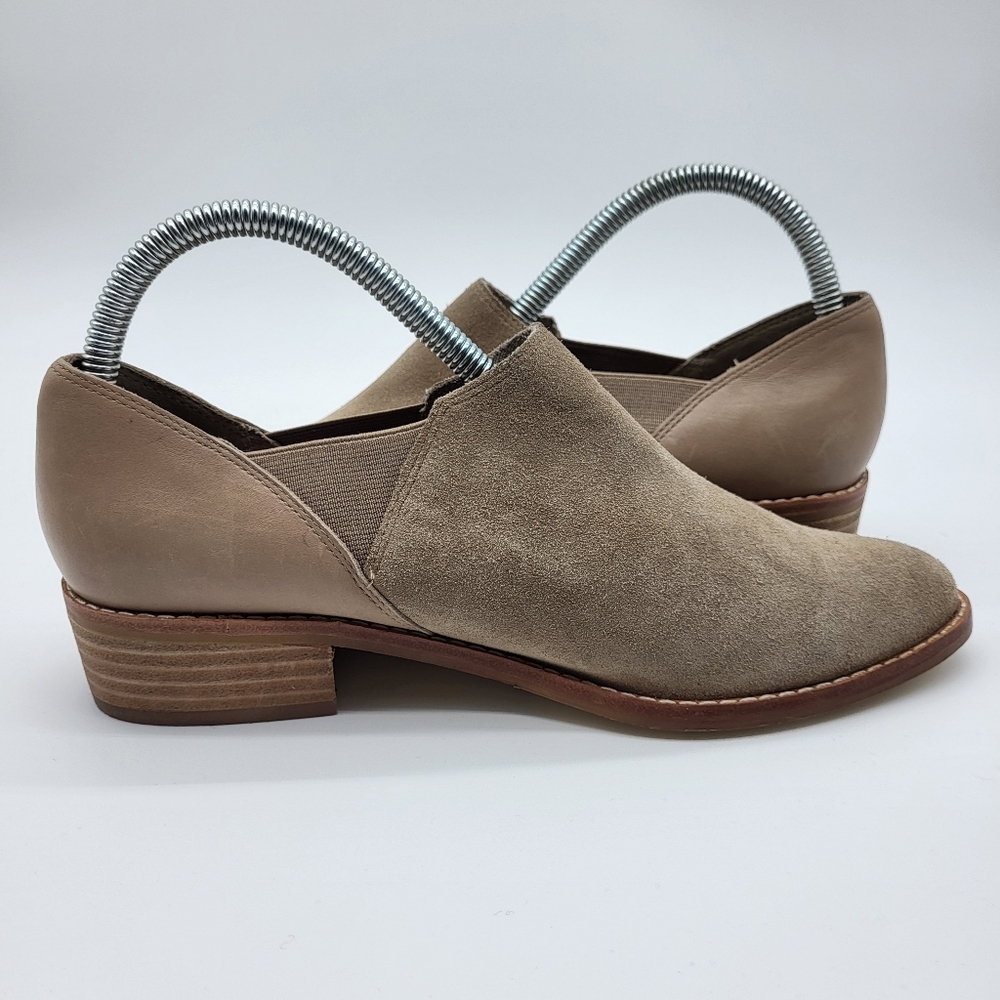 Aldo tan suede + leather slip on elasticized gores low heel western shoe Sz 7 - Picture 5 of 13